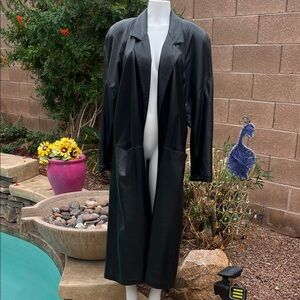 VTG Elegant Black Women's Leather Trench Coat